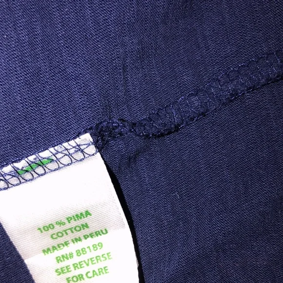 Lilly Pulitzer navy blue top size large ruffle detail Pima cotton - Picture 5 of 5